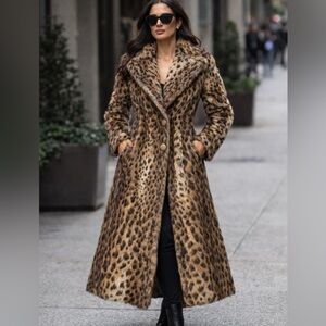 Vintage Leopard Print Faux Fur Jacket